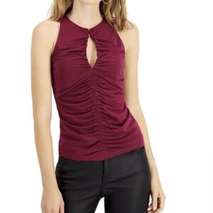 Women's Sleeveless Ruched Burgundy Top